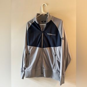 NORTH FACE MENS ZIP UP GRAY AND NAVY JACKET SIZE MEDIUM